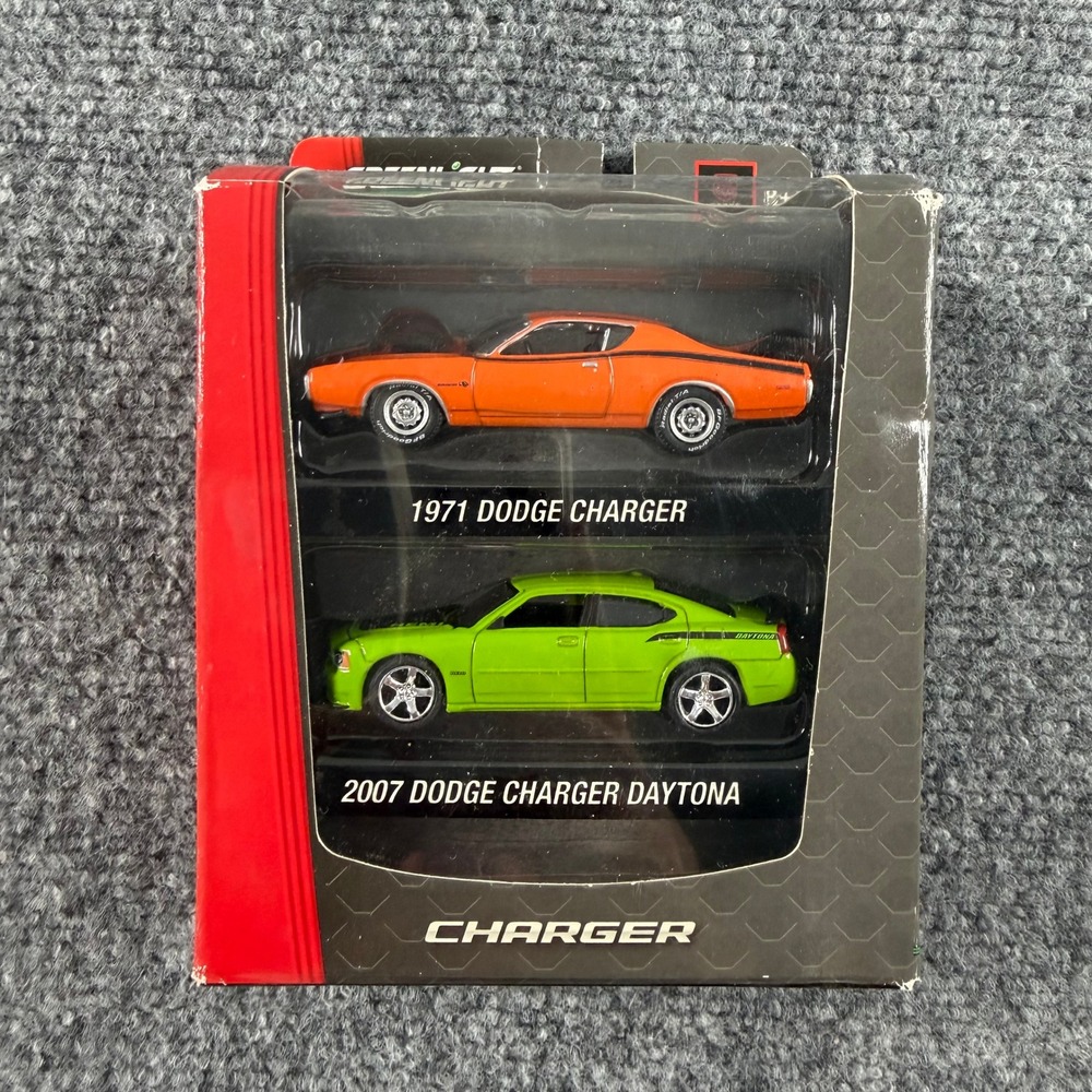 Greenlight Dodge Charger Set 1:64 Orange Green 1971 2007 Daytona Diecast